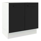 Balcão de Cozinha Madesa Agata 80 x 60 cm 2 Portas (Sem Tampo) Branco/Preto