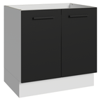 Balcão de Cozinha Madesa Agata 80 x 60 cm 2 Portas (Sem Tampo) Branco/Preto