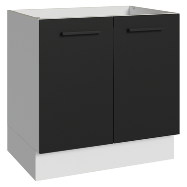 Balcão de Cozinha Madesa Agata 80 x 60 cm 2 Portas (Sem Tampo) Branco/Preto