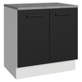 Balcão Madesa Agata 80 x 60 cm 2 Portas (Com Tampo) Branco/Preto