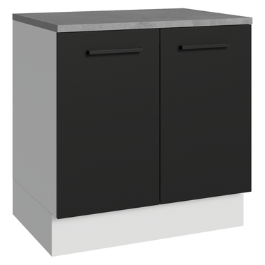 Balcão Madesa Agata 80 x 60 cm 2 Portas (Com Tampo) Branco/Preto