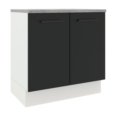 Balcão Madesa Agata 80 x 60 cm 2 Portas (Com Tampo) Branco/Preto