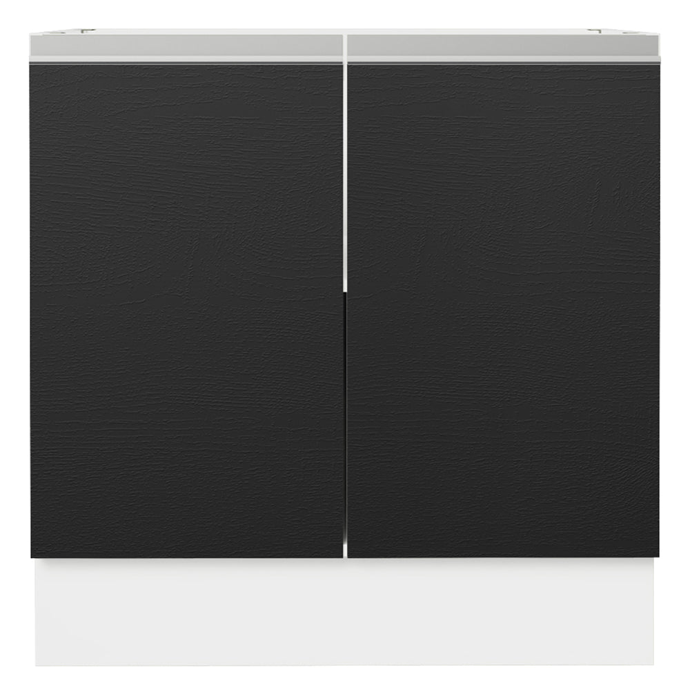 Balcão Cozinha 80 x 60 cm 2 Portas (Sem Tampo) Branco/Preto Glamy Madesa