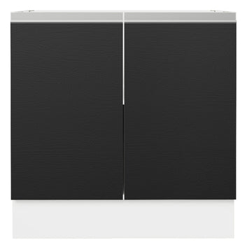 Balcão Cozinha 80 x 60 cm 2 Portas (Sem Tampo) Branco/Preto Glamy Madesa