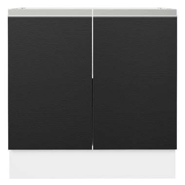 Balcão Cozinha 80 x 60 cm 2 Portas (Sem Tampo) Branco/Preto Glamy Madesa