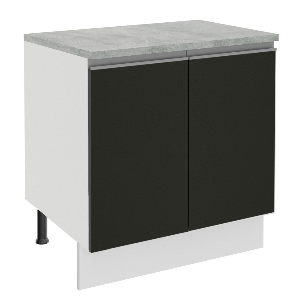 Balcão Madesa Glamy 80 x 60 cm 2 Portas (Com Tampo) Branco/Preto