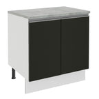 Balcão Madesa Glamy 80 x 60 cm 2 Portas (Com Tampo) Branco/Preto
