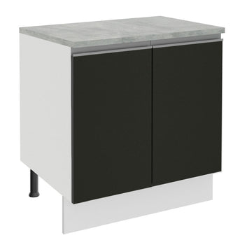 Balcão Madesa Glamy 80 x 60 cm 2 Portas (Com Tampo) Branco/Preto