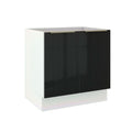 Balcão Madesa Lux 80 cm 2 Portas (Sem Tampo) Branco/Preto