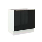 Balcão Madesa Lux 80 cm 2 Portas (Sem Tampo) Branco/Preto