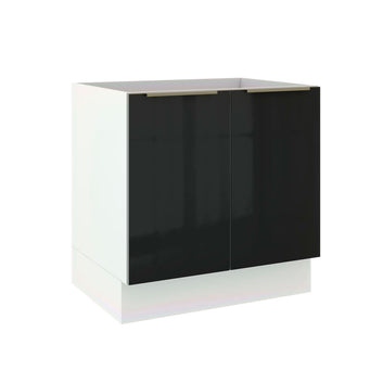 Balcão Madesa Lux 80 cm 2 Portas (Sem Tampo) Branco/Preto