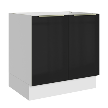 Balcão de Cozinha 80 x 60 cm 2 Portas (Sem Tampo) Branco/Preto Lux Madesa