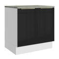 Balcão 80 cm 2 Portas Branco/Preto Lux Madesa