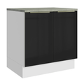 Balcão 80 x 60 cm 2 Portas (Com Tampo) Branco/Preto Lux Madesa