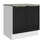Balcão 80 x 60 cm 2 Portas (Com Tampo) Branco/Preto Lux Madesa
