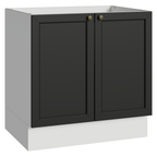 Balcão de Cozinha 80 x 60 cm 2 Portas (Sem Tampo) Branco/Preto Vik Madesa