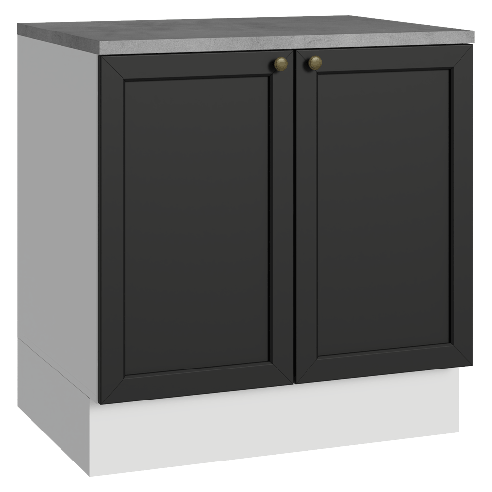 Balcão de Cozinha 80 x 60 cm 2 Portas (Com Tampo) Branco/Preto Vik Madesa
