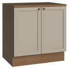 Balcão de Cozinha 80 x 60 cm 2 Portas (Com Tampo) Rustic/Crema Vik Madesa