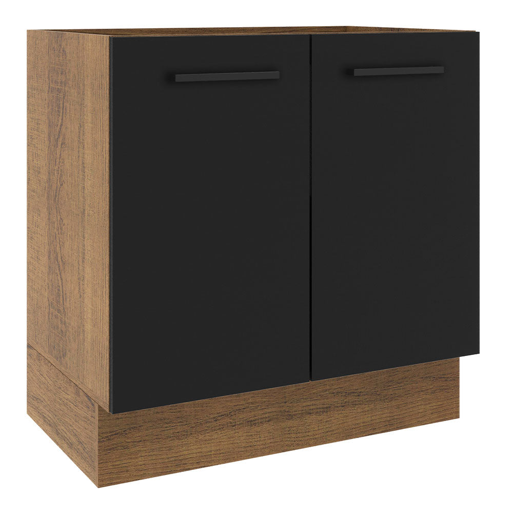 Balcão de Cozinha Madesa Agata 80 x 60 cm 2 Portas (Sem Tampo) Rustic/Preto