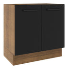 Balcão de Cozinha Madesa Agata 80 x 60 cm 2 Portas (Sem Tampo) Rustic/Preto