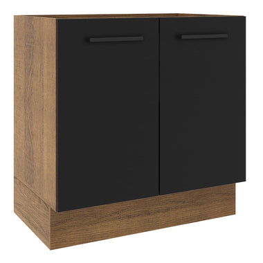Balcão de Cozinha Madesa Agata 80 x 60 cm 2 Portas (Sem Tampo) Rustic/Preto