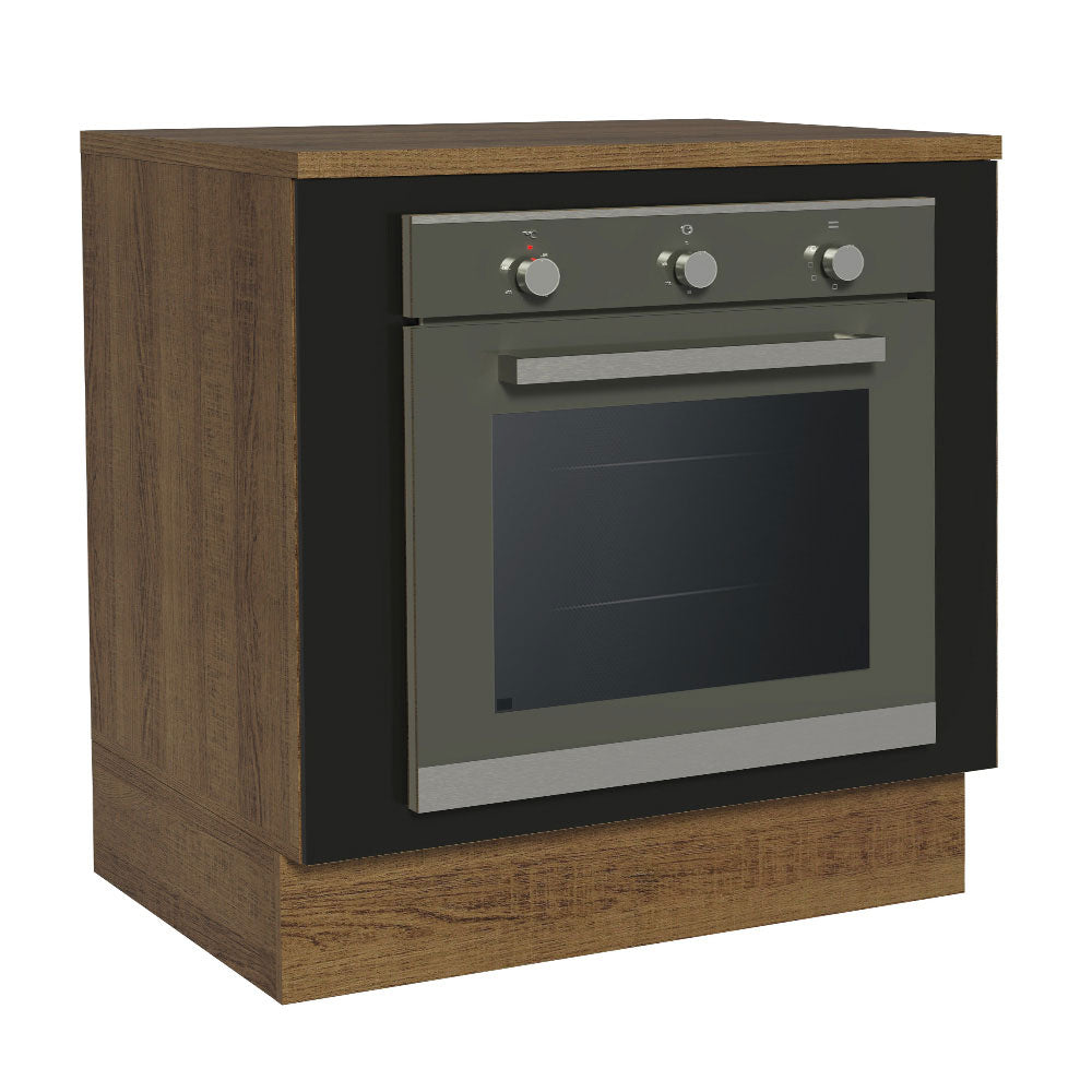 Balcão para Forno de Embutir 80 x 60 cm Com Tampo Rustic/Preto Agata, Glamy, Madesa