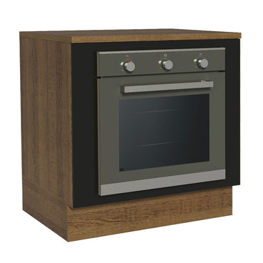 Balcão para Forno de Embutir 80 x 60 cm Com Tampo Rustic/Preto Agata, Glamy, Madesa