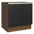 Balcão Cozinha 80 x 60 cm 2 Portas (Sem Tampo) Rustic/Preto Glamy Madesa