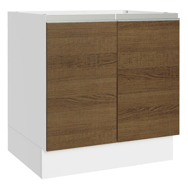 Balcão Cozinha 80 x 60 cm 2 Portas (Sem Tampo) Branco/Rustic Glamy Madesa