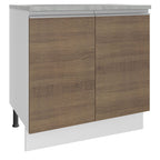 Balcão Madesa Glamy 80 x 60 cm 2 Portas (Com Tampo) Branco/Rustic