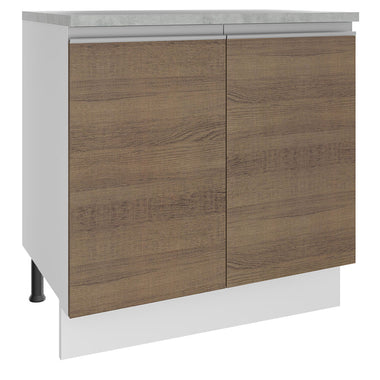 Balcão Madesa Glamy 80 x 60 cm 2 Portas (Com Tampo) Branco/Rustic