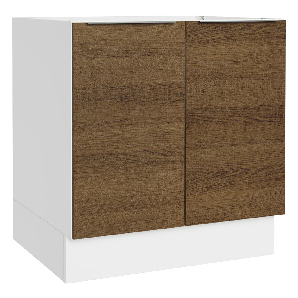 Balcão Cozinha 80 x 60 cm 2 Portas (Sem Tampo) Branco/Rustic Stella Madesa