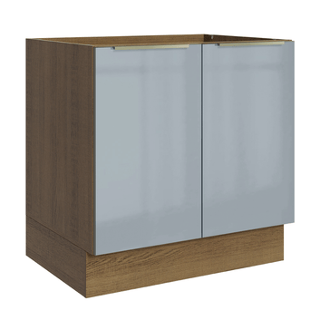 Balcão de Cozinha 80 x 60 cm 2 Portas (Sem Tampo) Rustic/Cinza Lux Madesa