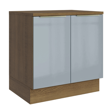Balcão 80 x 60 cm 2 Portas (Com Tampo) Rustic/Cinza Lux Madesa