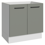 Balcão de Cozinha Madesa Agata 80 x 60 cm 2 Portas (Sem Tampo) Branco/Cinza