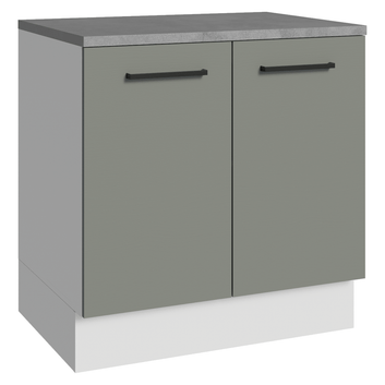 Balcão Madesa Agata 80 x 60 cm 2 Portas (Com Tampo) Branco/Cinza