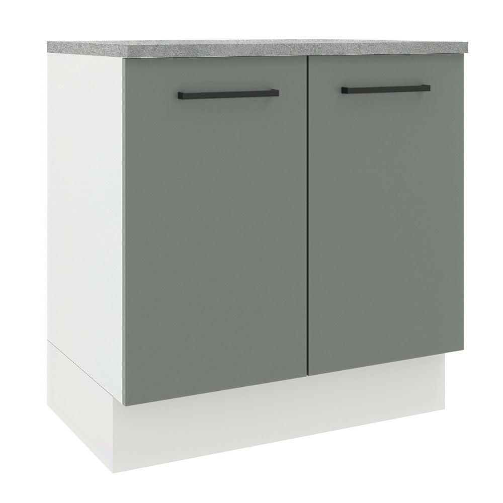 Balcão Madesa Agata 80 x 60 cm 2 Portas (Com Tampo) Branco/Cinza