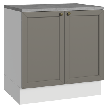 Balcão de Cozinha 80 x 60 cm 2 Portas (Com Tampo) Branco/Cinza Vik Madesa