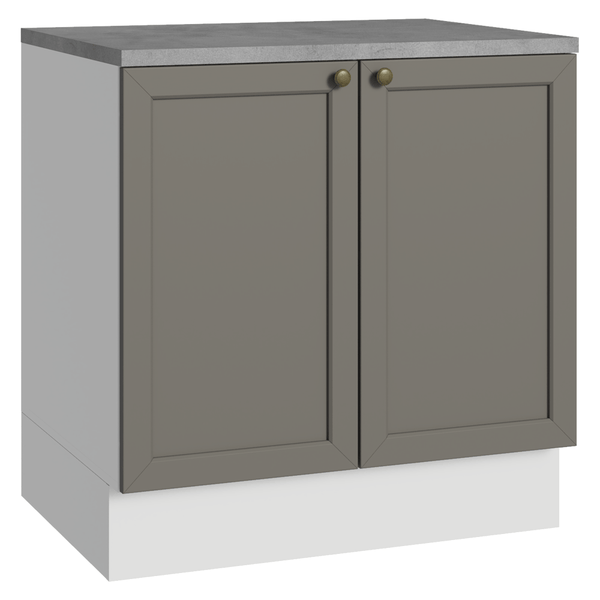 Balcão de Cozinha 80 x 60 cm 2 Portas (Com Tampo) Branco/Cinza Vik Madesa