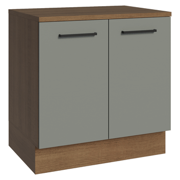 Balcão Madesa Agata 80 x 60 cm 2 Portas (Com Tampo) Rustic/Cinza