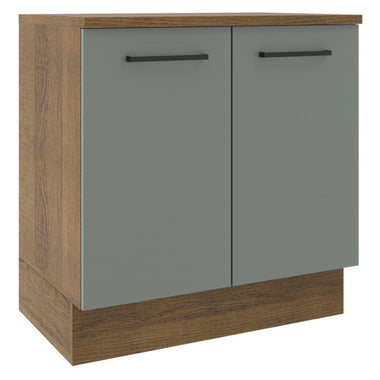 Balcão Madesa Agata 80 x 60 cm 2 Portas (Com Tampo) Rustic/Cinza