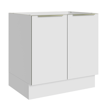 Balcão de Cozinha 80 x 60 cm 2 Portas (Sem Tampo) Branco/Branco Veludo Lux Madesa