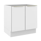 Balcão Madesa Lux 80 cm 2 Portas (Sem Tampo) Branco/Branco Veludo