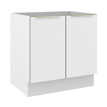 Balcão Madesa Lux 80 cm 2 Portas (Sem Tampo) Branco/Branco Veludo