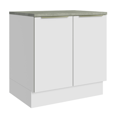 Balcão 80 x 60 cm 2 Portas (Com Tampo) Branco/Branco Veludo Lux Madesa