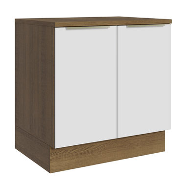Balcão 80 x 60 cm 2 Portas (Com Tampo) Rustic/Branco Veludo Lux Madesa