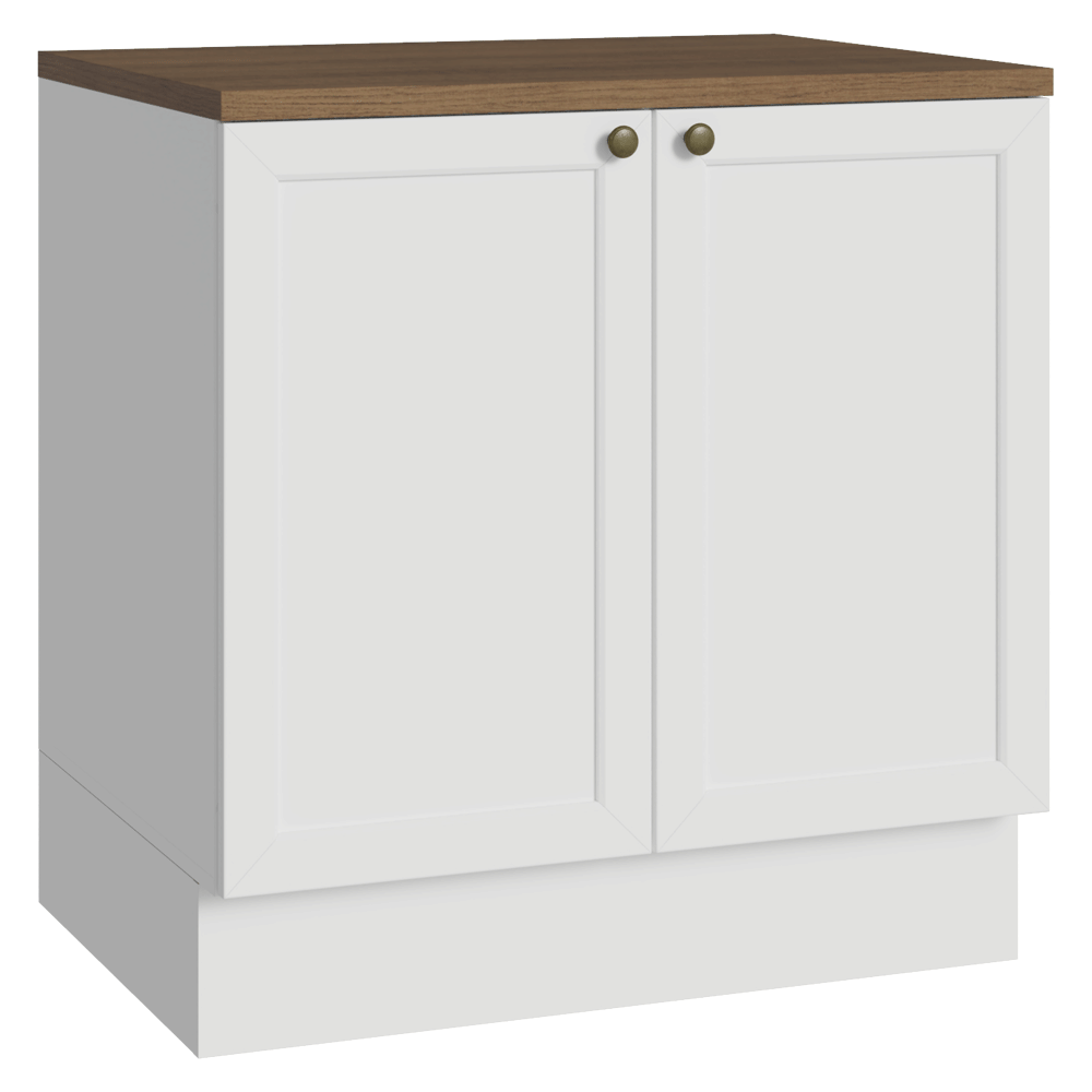 Balcão de Cozinha 80 x 60 cm 2 Portas (Com Tampo) Branco/Rustic Vik Madesa