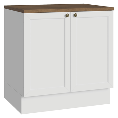 Balcão de Cozinha 80 x 60 cm 2 Portas (Com Tampo) Branco/Rustic Vik Madesa
