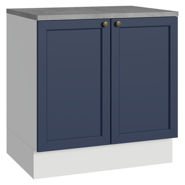 Balcão de Cozinha 80 x 60 cm 2 Portas (Com Tampo) Branco/Azul Vik Madesa