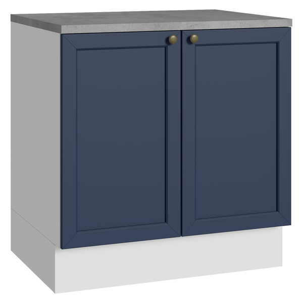 Balcão de Cozinha 80 x 60 cm 2 Portas (Com Tampo) Branco/Azul Vik Madesa